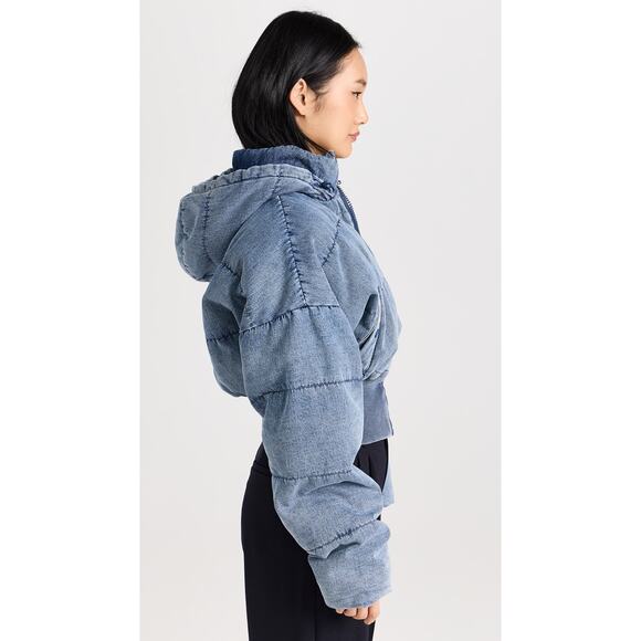 Good American Cropped Quilted Denim Puffer Jacket - Picture 4 of 6